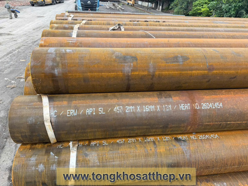 Ống thép hàn DN450 - D457 — OD 457,2mm ERW ASTM A53 | tongkhosatthep.vn